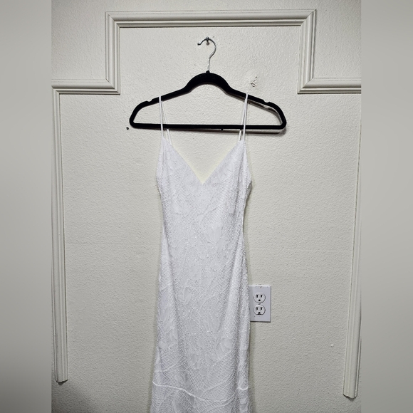 Lulu's Flawless Extravagance White Lace Trumpet Hem Maxi Dress Wedding Bride - Picture 7 of 12